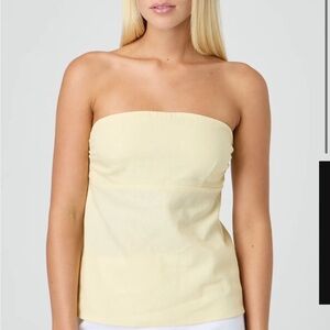NWT Glassons Butter Yellow Tie Back Linen Top